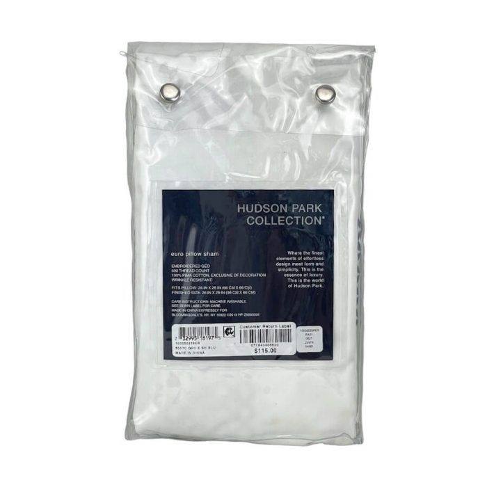 Hudson Park Embroidered Geo Euro Sham White/Slate 4