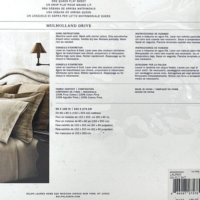 Ralph Lauren Mulholland Drive Queen Flat Sheet Cream 4