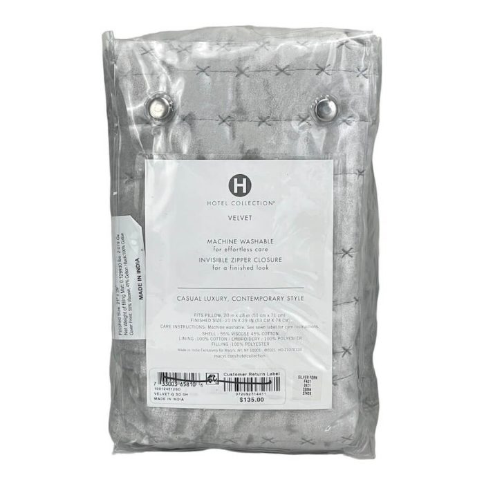 Hotel Collection Velvet Standard Quilted Sham Palladium Grey 4