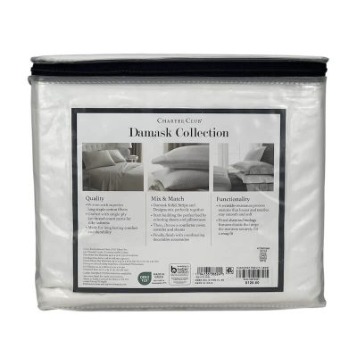 Charter Club Damask Embroidered Hem Full Sheet Set Navy-White 3