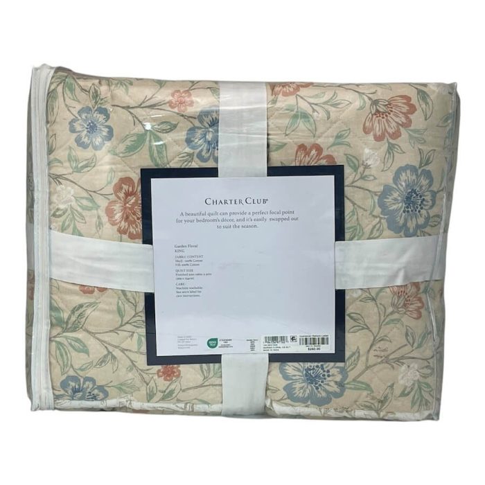 Charter Club Garden Floral King Quilt Multi Tan 4
