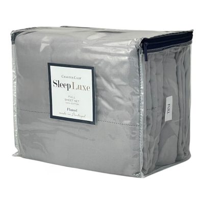Charter Club Sleep Luxe Flannel Full Sheet Set Silver Gray 2