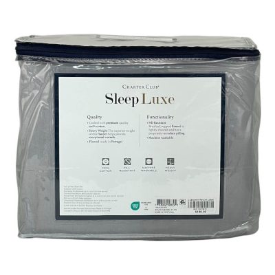 Charter Club Sleep Luxe Flannel Full Sheet Set Silver Gray 3