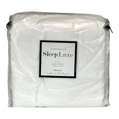 Charter Club Sleep Luxe Flannel Full Sheet Set White