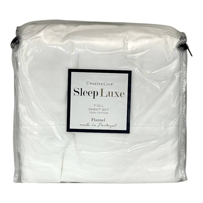 Charter Club Sleep Luxe Flannel Full Sheet Set White