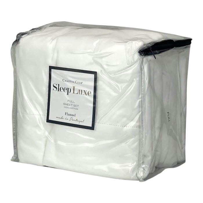 Charter Club Sleep Luxe Flannel Full Sheet Set White 2