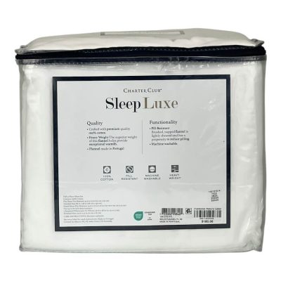 Charter Club Sleep Luxe Flannel Full Sheet Set White 3