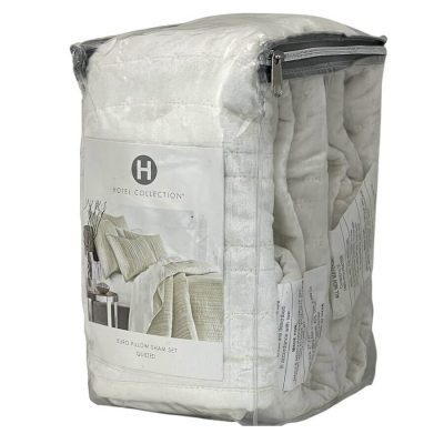 Hotel Collection Velvet Quilted Euro Sham Set Ivory 3