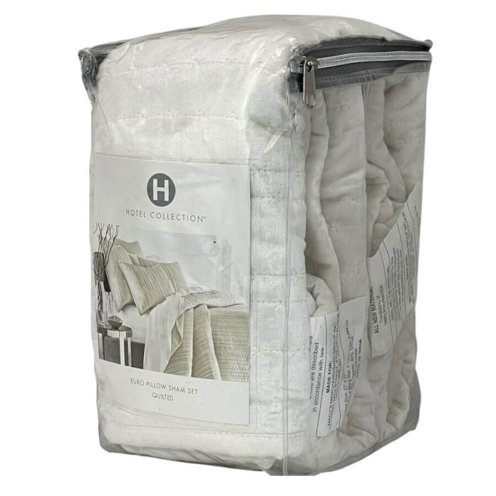 Hotel Collection Velvet Quilted Euro Sham Set Ivory 3