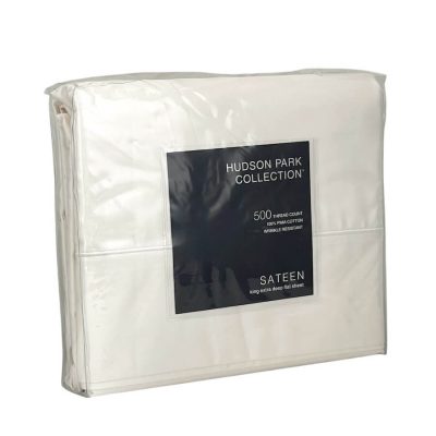 Hudson Park 500 Thread Count Extra Deep King Flat Sheet Ivory 2