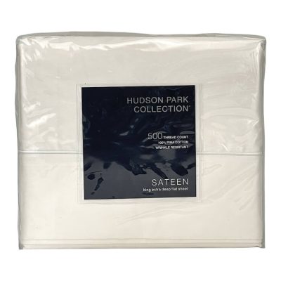 Hudson Park 500 Thread Count Extra Deep King Flat Sheet Ivory
