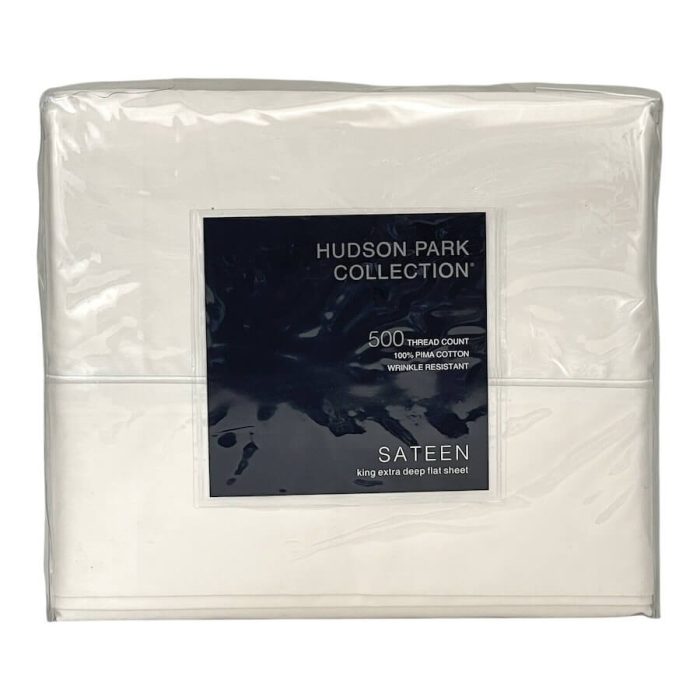 Hudson Park 500 Thread Count Extra Deep King Flat Sheet Ivory