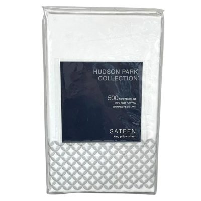 Hudson Park Embroidered Geo King Sham Silver 2