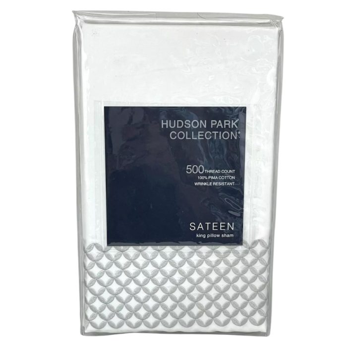 Hudson Park Embroidered Geo King Sham Silver 2