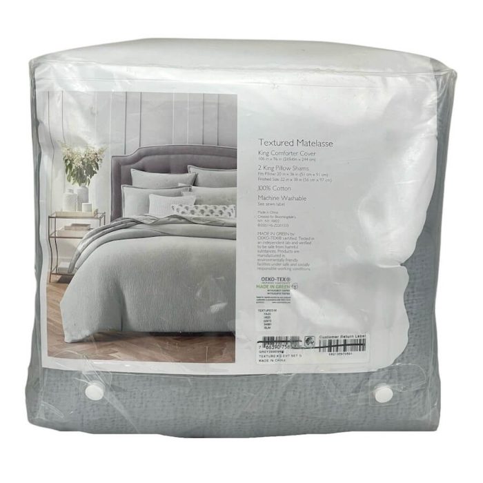 Sky Textured Matelasse Duvet King Set Mineral Grey 2