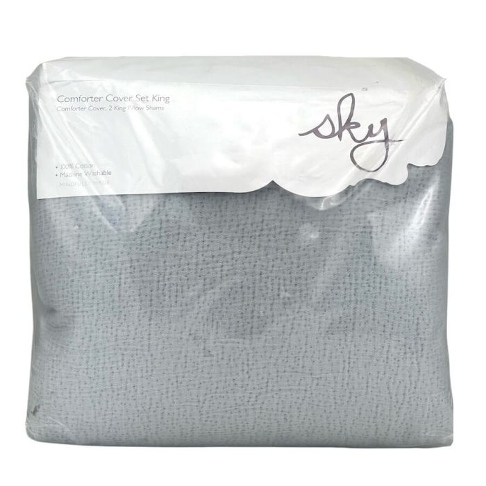 Sky Textured Matelasse Duvet King Set Mineral Grey