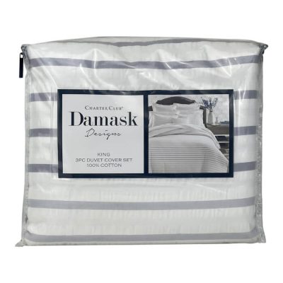 Charter Club Damask Designs Seersucker Ombre Stripe King Duvet Set
