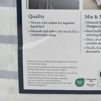 Charter Club Damask Designs Seersucker Ombre Stripe King Duvet Set 3