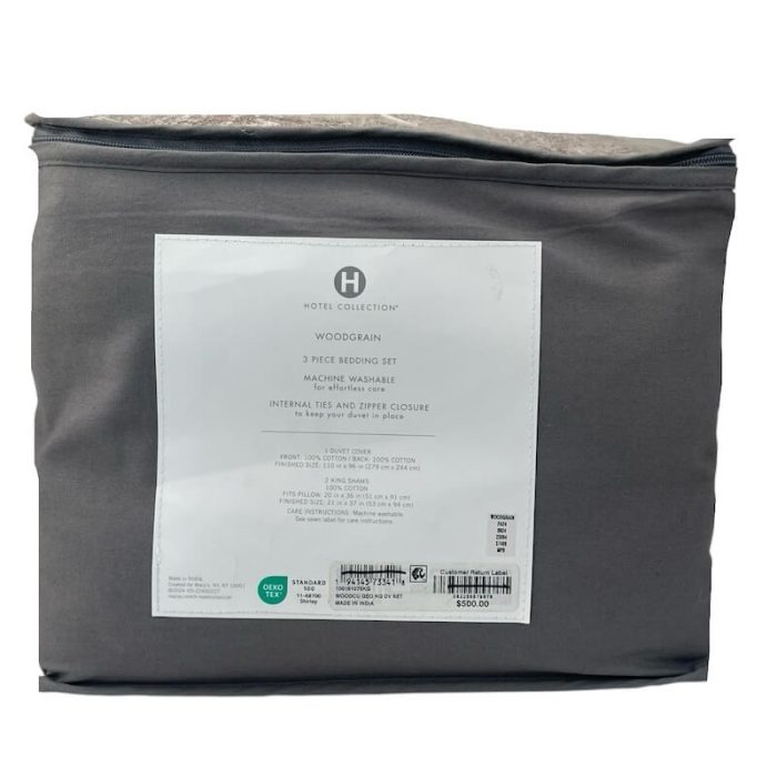 Hotel Collection Woodgrain King Duvet Set Hazelnut 2