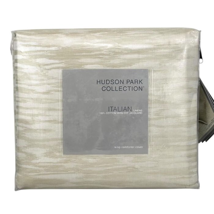 Hudson Park Tropea Yarn Dye Jacquard King Duvet Cover Natural