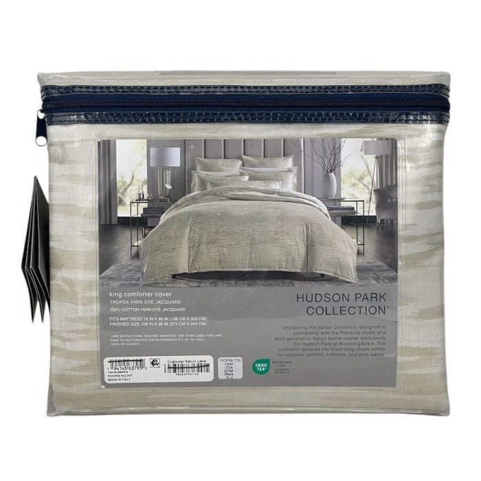 Hudson Park Tropea Yarn Dye Jacquard King Duvet Cover Natural 3