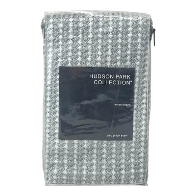 Hudson Park Woven Shibori Embroidered Euro Sham Silver 3