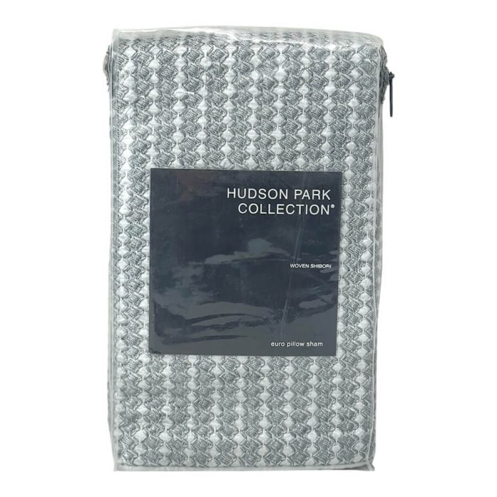 Hudson Park Woven Shibori Embroidered Euro Sham Silver 3
