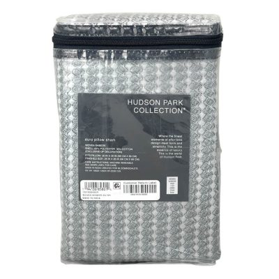 Hudson Park Woven Shibori Embroidered Euro Sham Silver 4