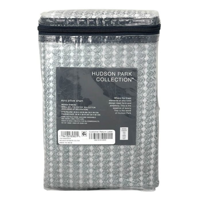 Hudson Park Woven Shibori Embroidered Euro Sham Silver 4