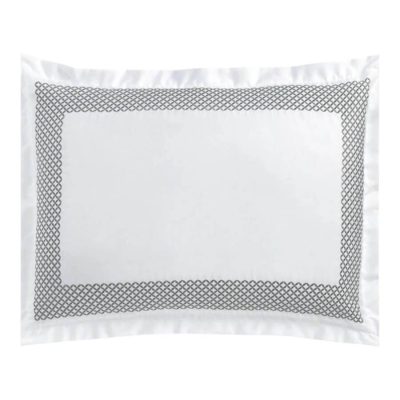 Hudson Park Embroidered Geo King Sham White Charcoal
