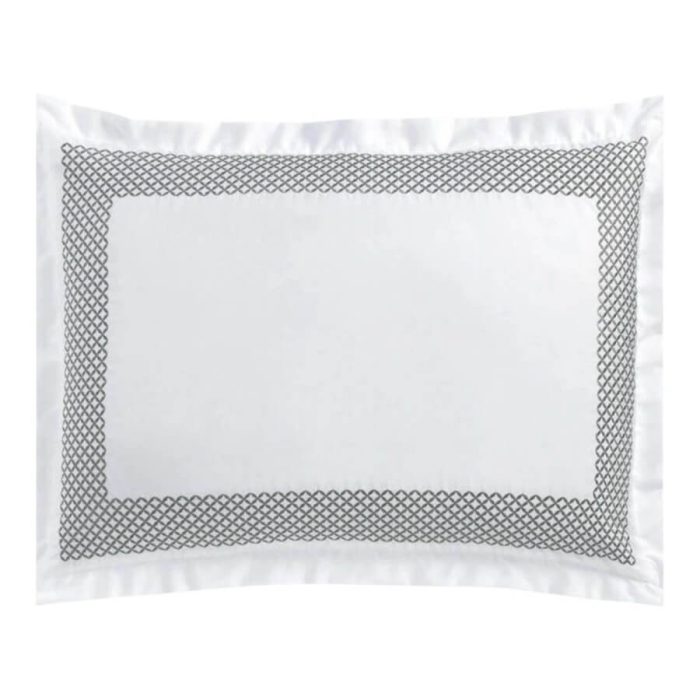 Hudson Park Embroidered Geo King Sham White Charcoal