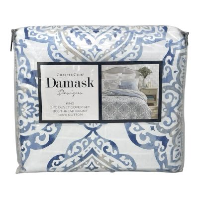 Charter Club Damask Designs Coastal Medallion King Duvet Set