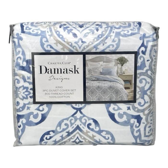 Charter Club Damask Designs Coastal Medallion King Duvet Set