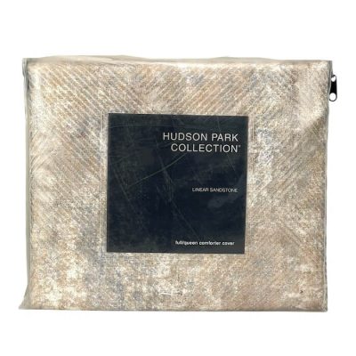 Hudson Park Linear Sandstone Full/Queen Duvet Cover Gold