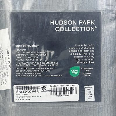 Hudson Park Nouveau Quilted Euro Sham Charcoal Grey 4