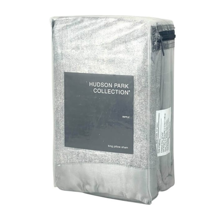 Hudson Park Ripple Texture Quilted King Sham Pale Silver
