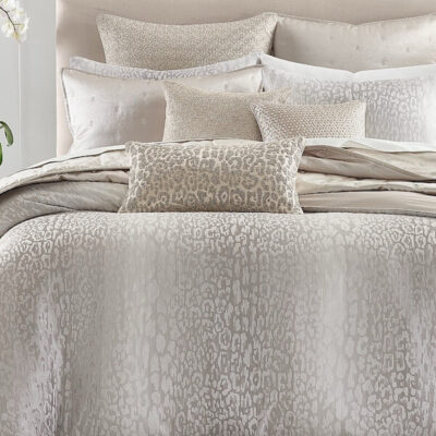 Hudson Park Animale Stripe Embroidered Euro Sham Taupe 3