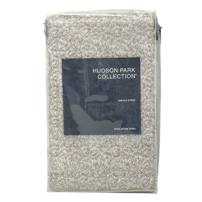 Hudson Park Animale Stripe Embroidered Euro Sham Taupe 4