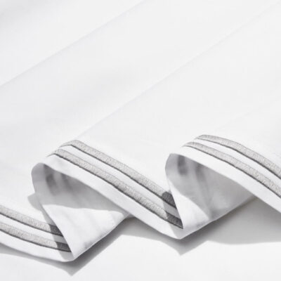 Hudson Park Italian Linens Bedskirt Silver on White 2