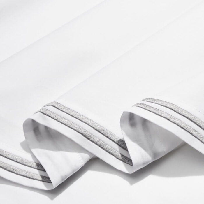 Hudson Park Italian Linens Bedskirt Silver on White 2