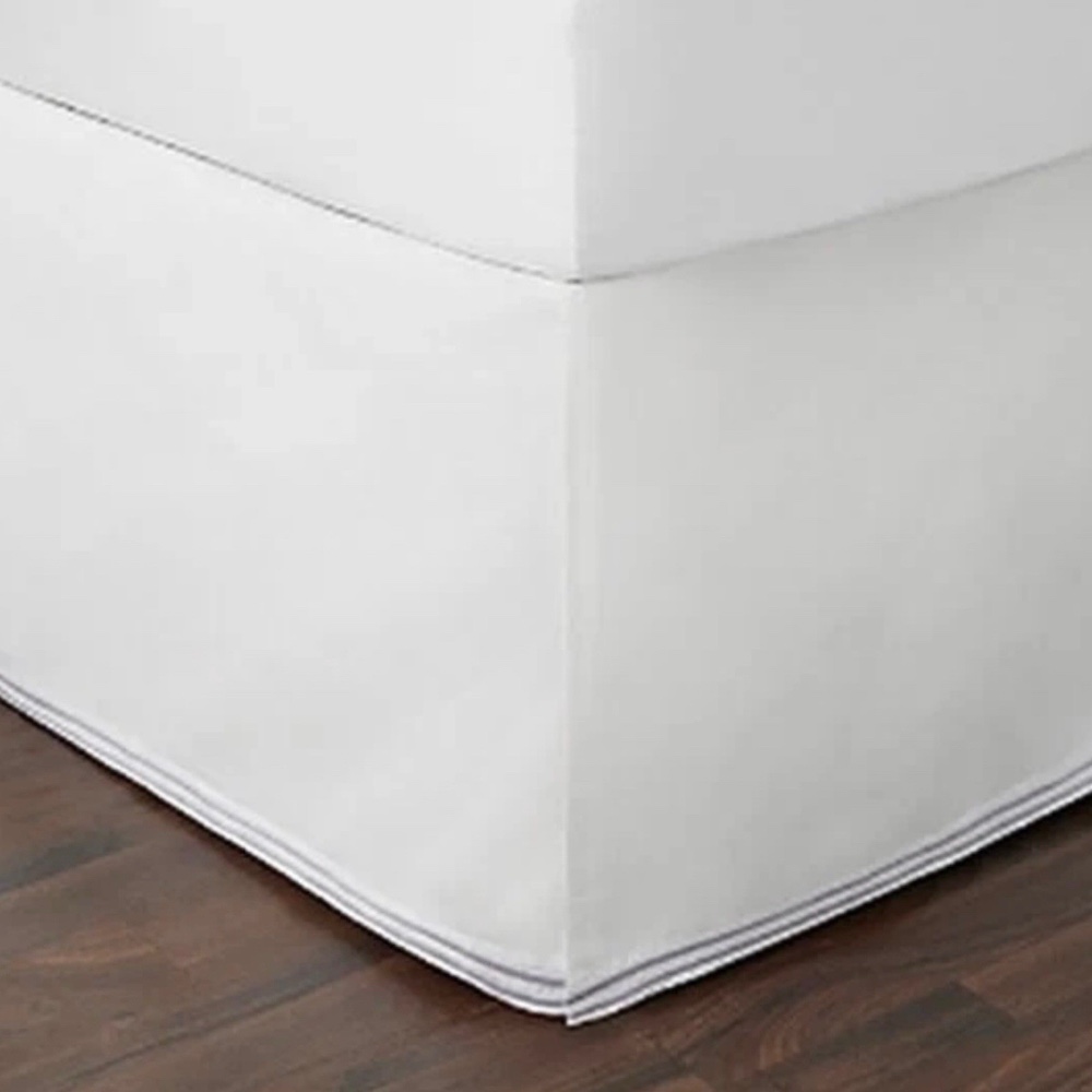 Hudson Park Italian Linens Bedskirt Silver on White