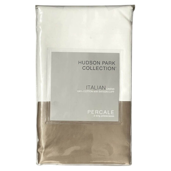 Hudson Park Italian Linens Percale Sateen Cuff King Pillowcases 2