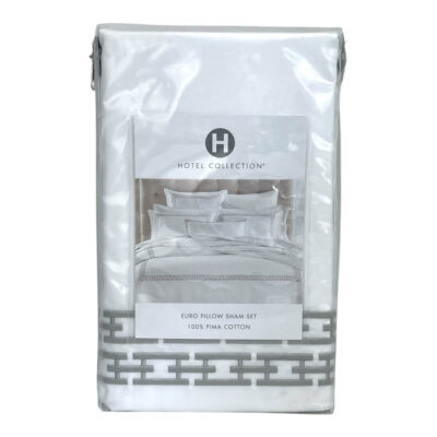 Hotel Collection Chain Link Embroidery Euro Sham Silver