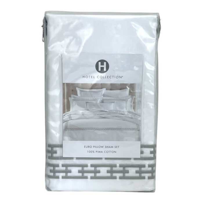 Hotel Collection Chain Link Embroidery Euro Sham Silver