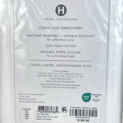 Hotel Collection Chain Link Embroidery Euro Sham Silver 3