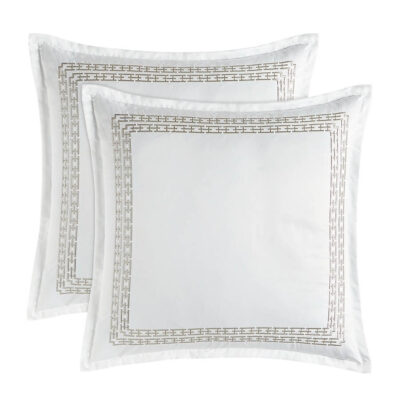 Hotel Collection Chain Link Embroidery Euro Sham Silver
