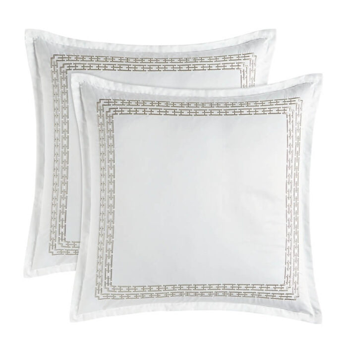Hotel Collection Chain Link Embroidery Euro Sham Silver