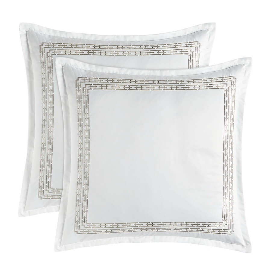 Hotel Collection Chain Link Embroidery Euro Sham Silver