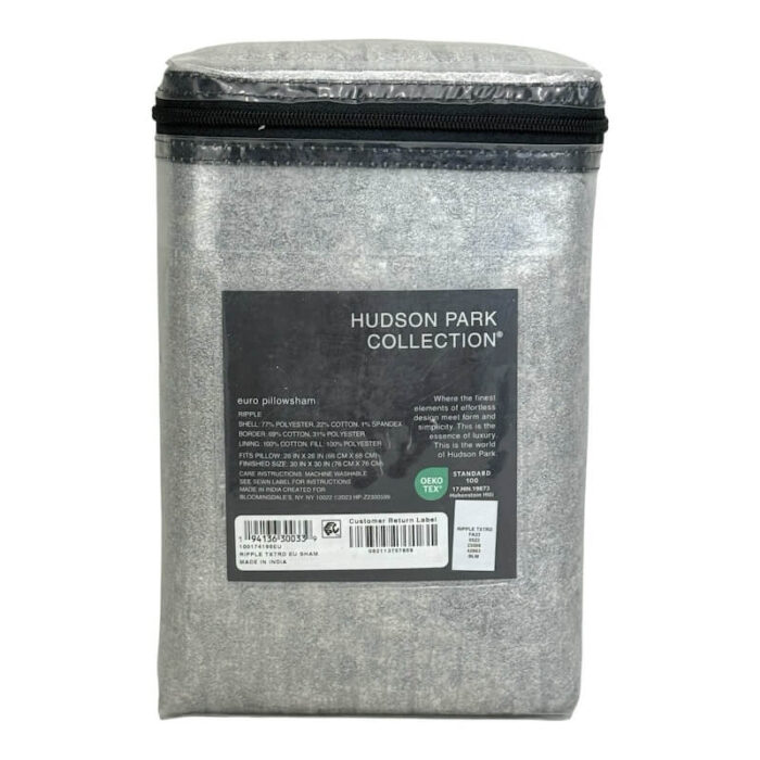 Hudson Park Ripple Texture Quilted Euro Sham Silver 4