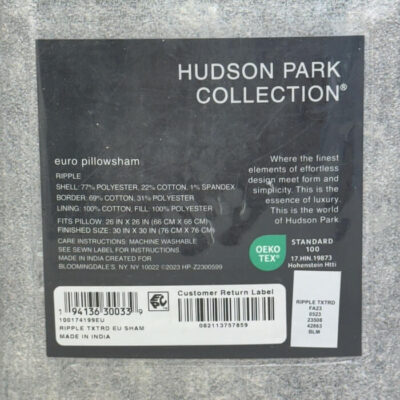 Hudson Park Ripple Texture Quilted Euro Sham Silver 5